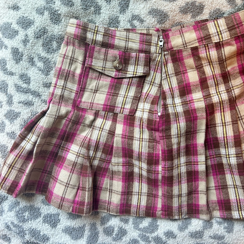 Forever 21 Pink and Tan Plaid Mini Skirt
